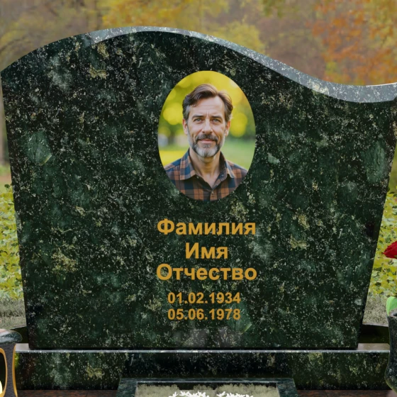 Надгробие из Гранита с волной и полировкой, гранит Балтик грин, в Якутске