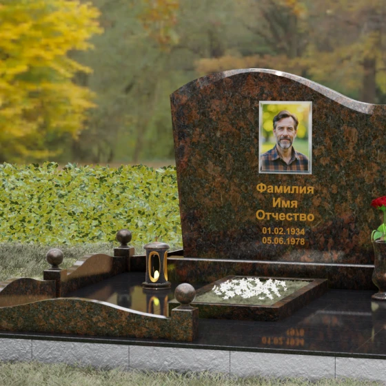 Надгробие из Гранита с волной и полировкой, гранит Дымовский, вид 4, в Якутске