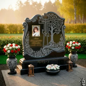 Элитный православный гранитный памятник с крестом – ПН144