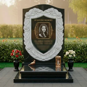 Элитный вертикальный гранитный памятник – ПН147