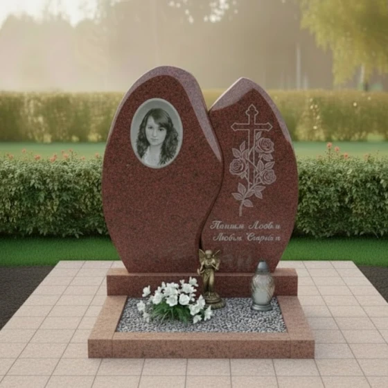 Православный памятник с крестом для мемориала во Владивостоке, гранит Лезниковский