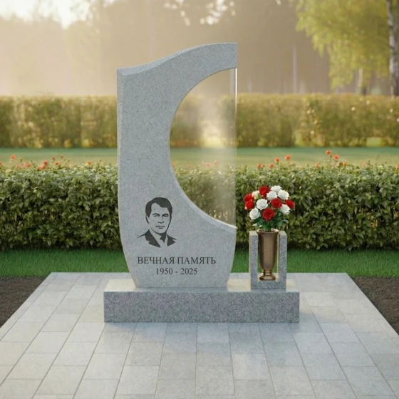 Светский памятник гранит — стекло для комплекса во Владивостоке, гранит Мансуровский
