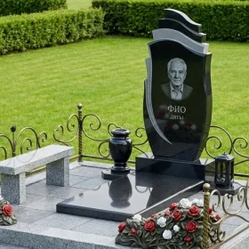 Светский вертикальный памятник из гранита и металла - ПН467
