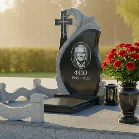 Элитный православный гранитный памятник с крестом – ПН478