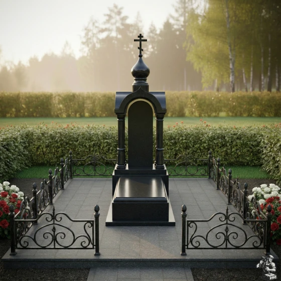 Вертикальная стела-часовня с куполом, гранит Габбро-диабаз