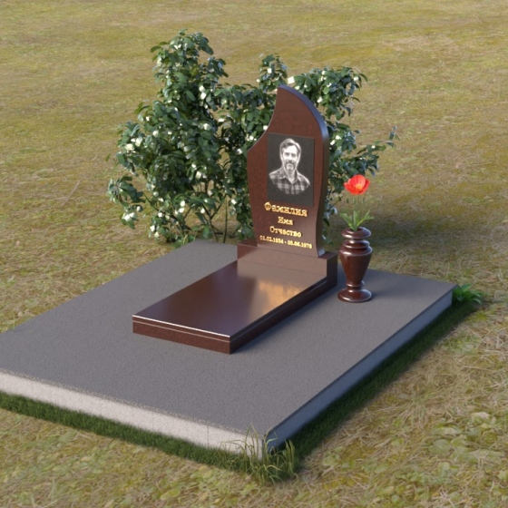 Памятник-стела с асимметричной линией из гранита, гранит Лезниковский