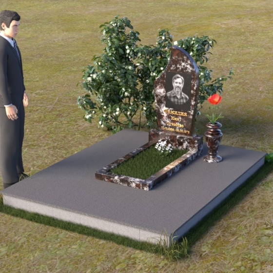 Памятник-стела с асимметричной линией из гранита