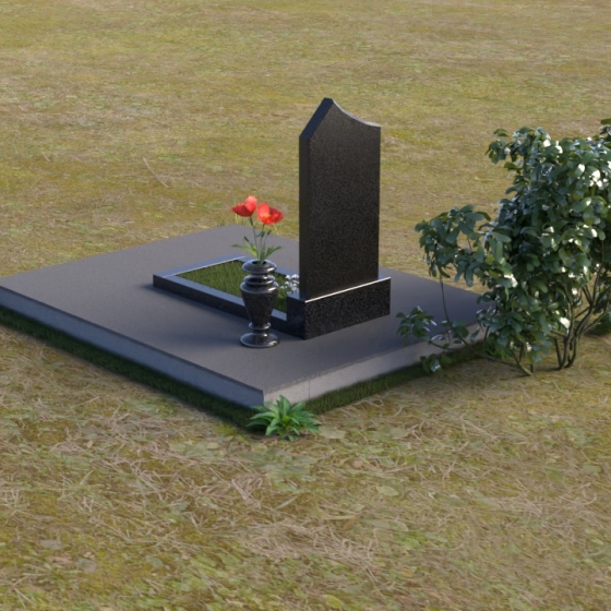 Гранитный памятник с фигурной вырезкой, гранит Габбро-диабаз, вид 4