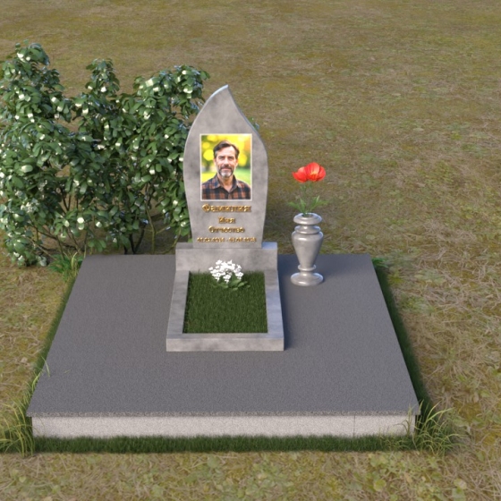 Гранитный монумент в форме пламени/капли, мрамор Тассос, вид 3