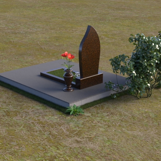 Гранитный монумент в форме пламени/капли, гранит Дымовский, вид 4