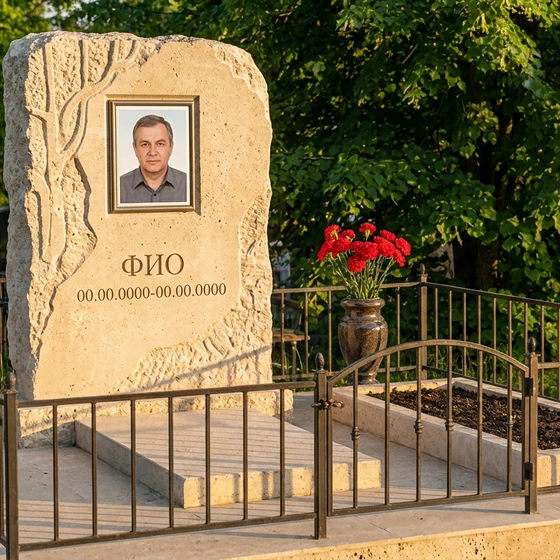 Памятник из известняка в виде скалы с деревом