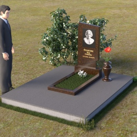 Памятник вертикальный из блю перл гранита - ПВ118