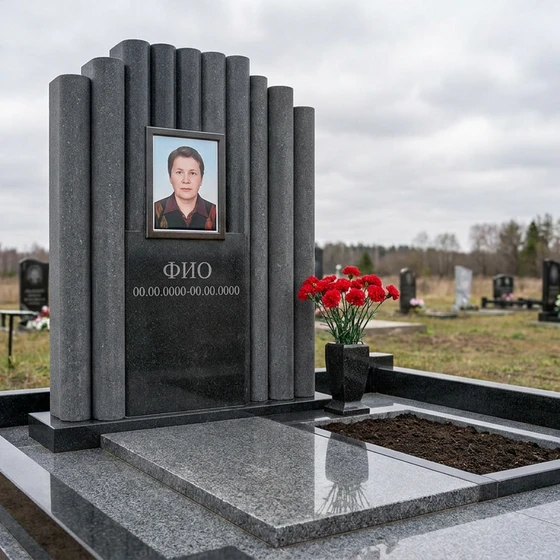 Памятник из базальта в виде глыбы