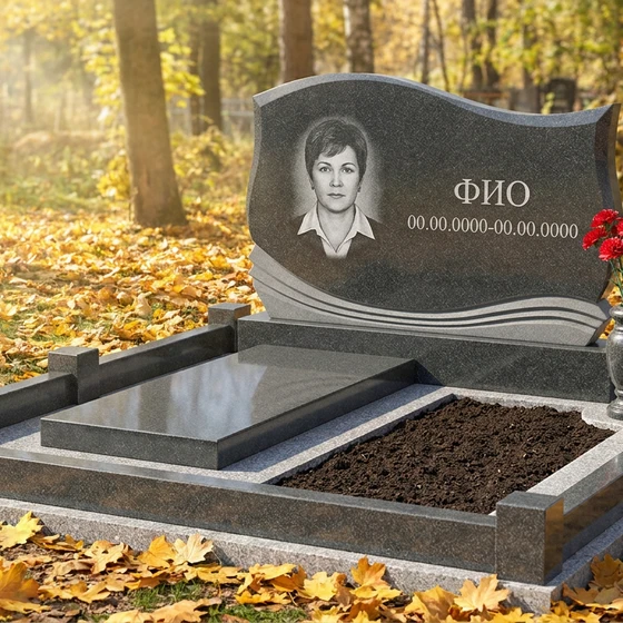 Базальтовый памятник из цельной глыбы с пейзажем