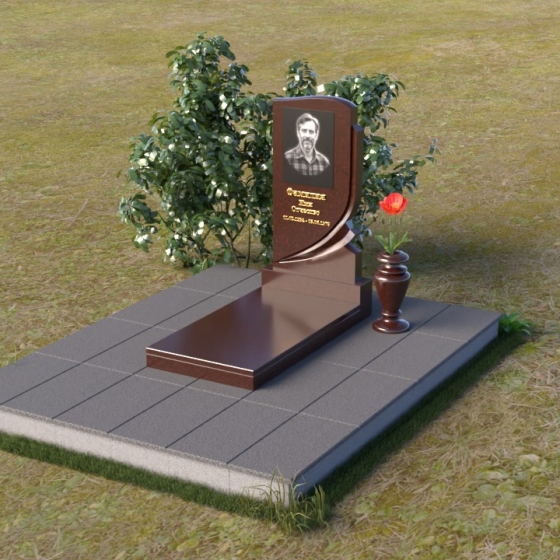 Надгробие с волной из гранита, гранит Лезниковский, в Якутске