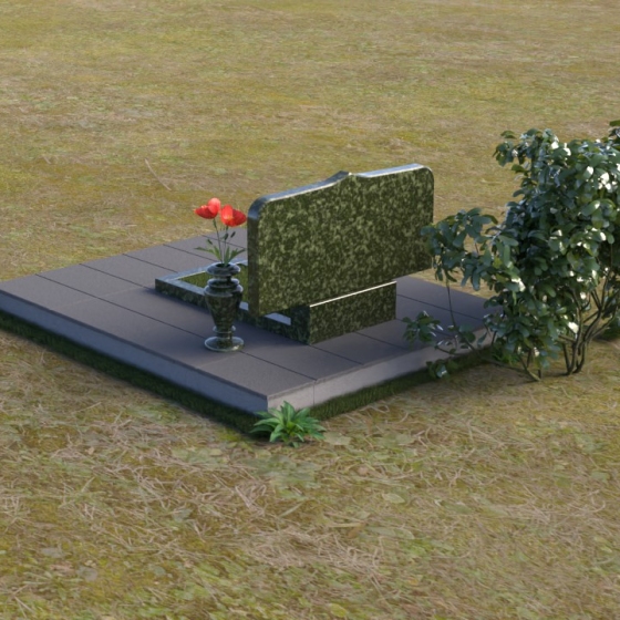 Фигурный монумент с гравировкой мака, гранит Балтик грин, вид 4, в Якутске