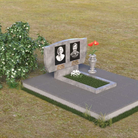 Вертикальное надгробие с волнистой верхней частью, мрамор Тассос, вид 2, в Москве