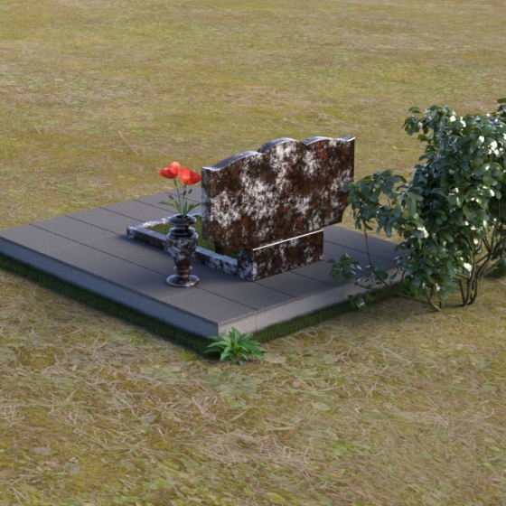 Горизонтальный памятник для двоих из гранита в Альметьевске, гранит амфиболит, вид 4