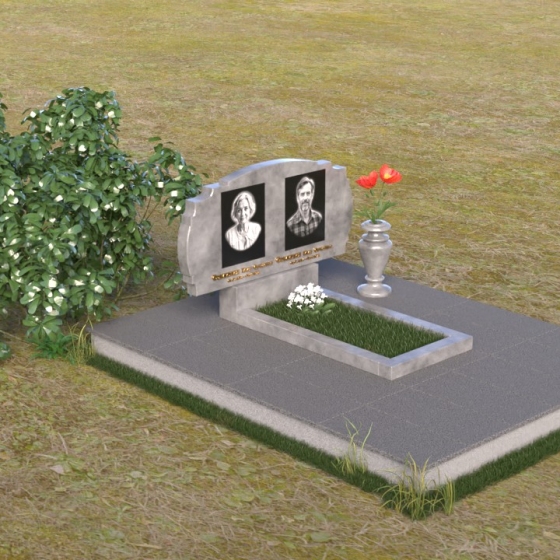 Памятник горизонтальный из Гранита или мрамора на одного или двоих во Владивостоке, мрамор Тассос, вид 2