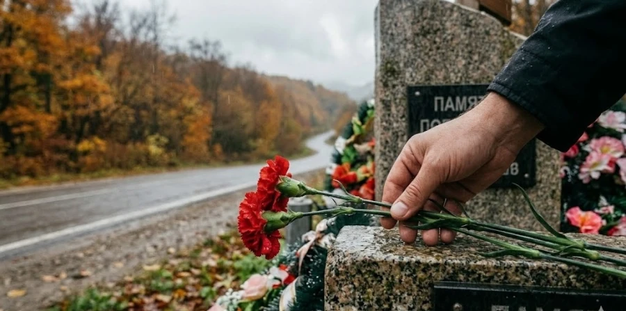 vozlozhenie-cvetov-k-pamyatniku-na-doroge