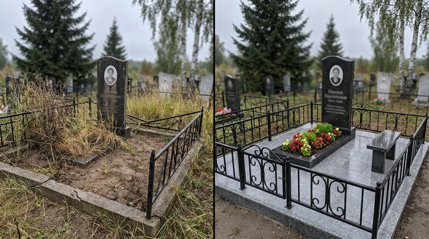 Благоустройство могилы в Ижевске — пример 1