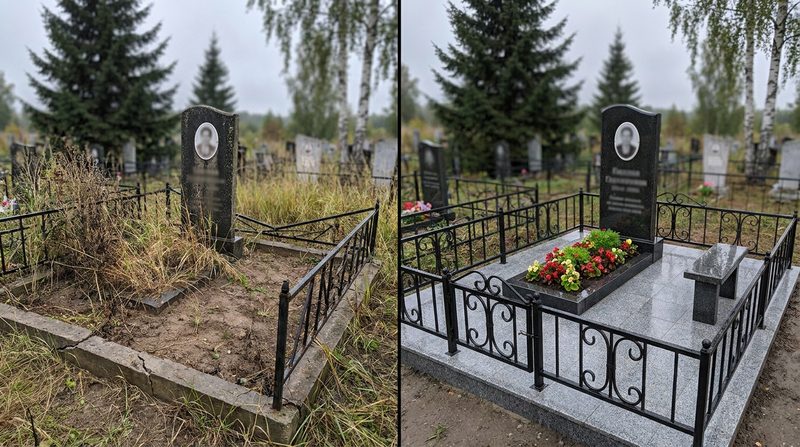 Благоустройство могилы в Ижевске — пример 1